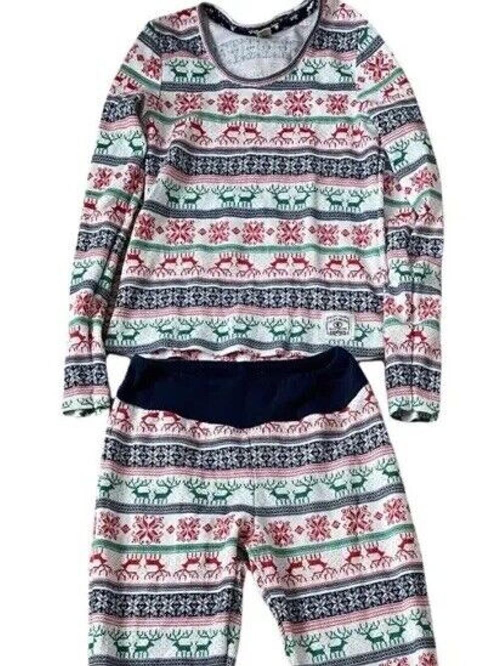 Lucky Brand Christmas Pajamas Women M Thermal top bottom 2 Pc set Fair Isle